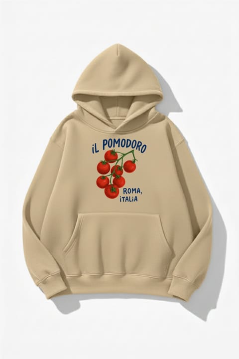 سویشرت اورسایز یونیسکس uyguntarz با طرح چاپی iL Pomodoro ROma Italia و بافت نرم