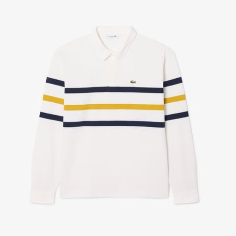 پولو راگبی Lacoste مردانه فیت ریلکس راهراه کرم