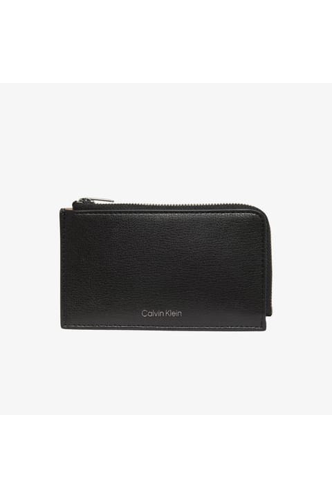 کیف کارت‌لیپ زیپ‌دار زنانه مشکی Calvin Klein با لوگوی فویل