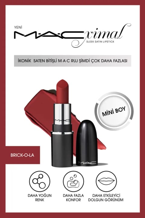 رژ لب ساتن M·A·C M·A·Cximal Mini Sleek با فینیش ساتن آیکونیک - Brick-O-La