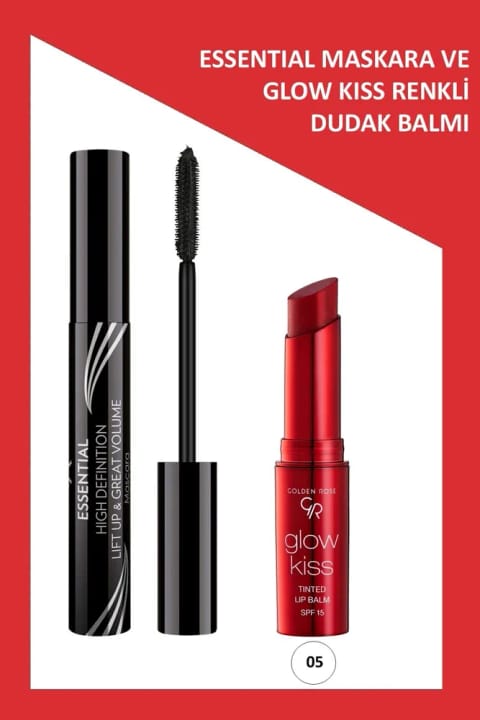 Golden Rose Essential حجم دهنده مژه و Glow Kiss بالم لب رنگی مرطوبکننده...