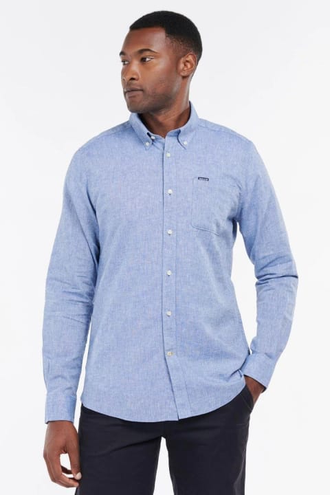 پیراهن جین مردانه Barbour مدل Nelson Tailored رنگ BL33 Blue