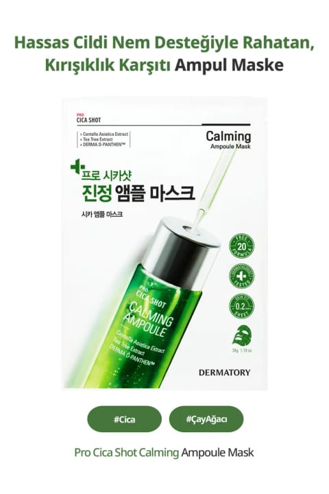 DERMATORY Pro Cica Shot Calming Ampoule Mask
