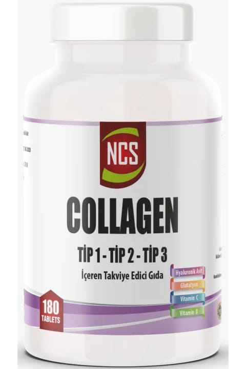 NCS L-گلوتاتیون 180 قرص کلاژن هیدرولیز شده تایپ 1-2-3 با هیالورونیک اسید