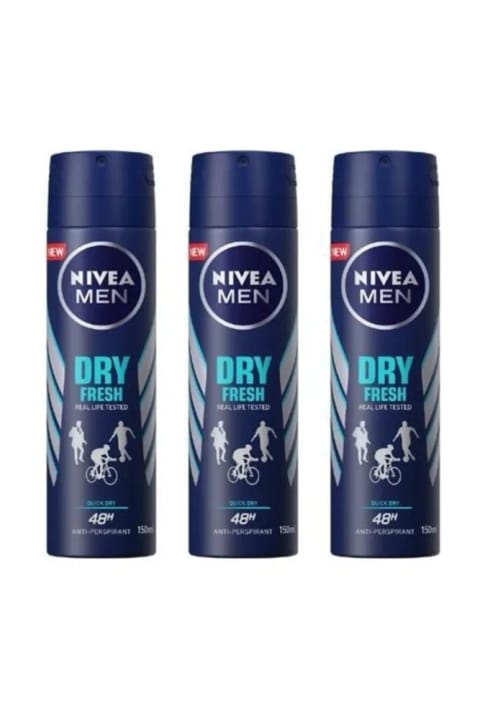 NIVEA Men Dry Fresh دئودورانت اسپری ۳×۱۵۰ میلی‌لیتر