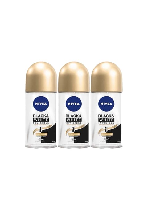 NIVEA Black And White رول‌آن ابریشمی ۵۰ میلی‌لیتر (۳ عددی)