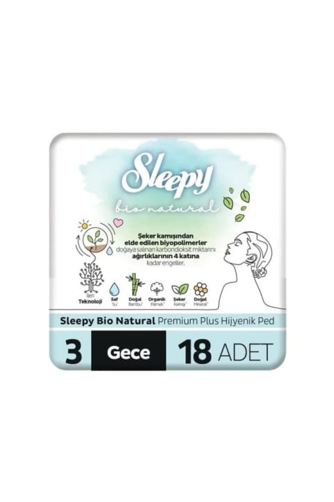 Sleepy Bio Natural Premium Plus نوار بهداشتی شبانه 18 عددی