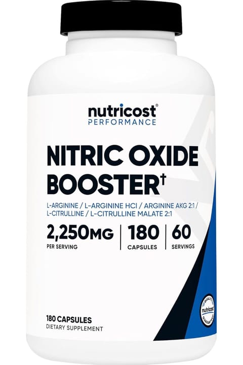 مکمل افزایش نیتریک اکساید Nutricost 2250mg، 180 کپسول - 750mg در هر کپسول. آمریکا