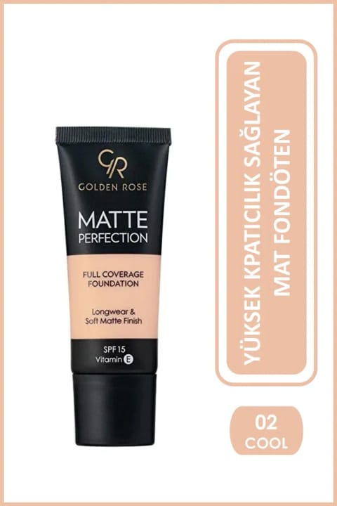 Golden Rose Matte Perfection Foundation Cool 02 عصاره بید و روغن هسته انگور