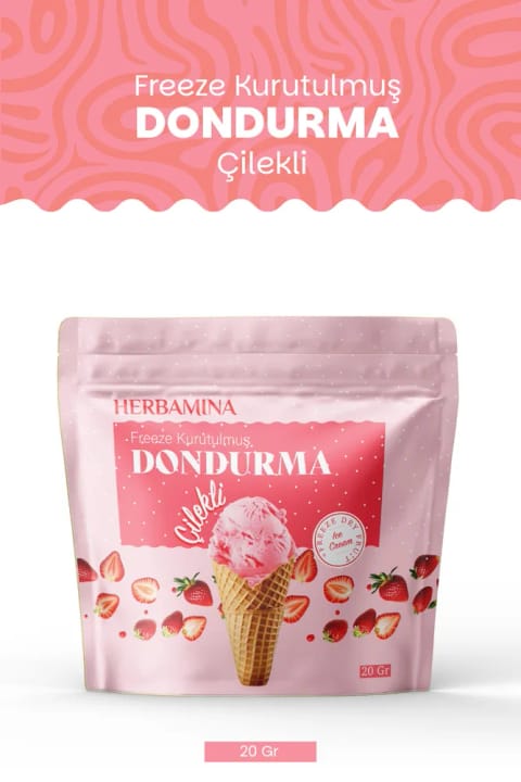Herbamina بستنی خشکشده به روش انجمادی با طعم توتفرنگی - ۲۰ گرم