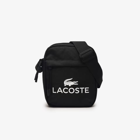 کیف شانه‌ای چاپی مشکی مردانه Lacoste