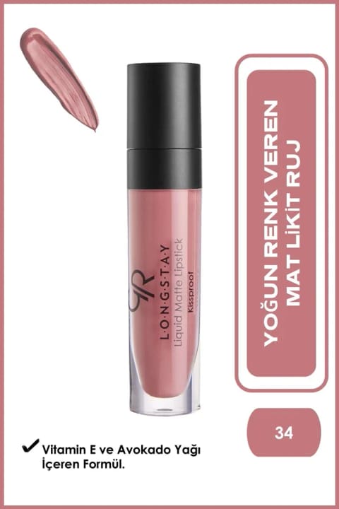 Golden Rose Longstay Liquid Matte Lipstick شماره ۳۴