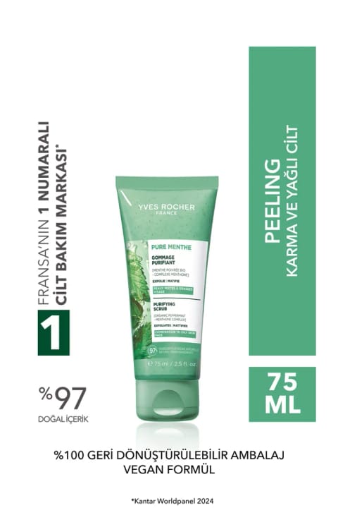Yves Rocher اسکراب صورت - پوست مختلط، چرب و مستعد جوش - Pure Menthe پاککننده...