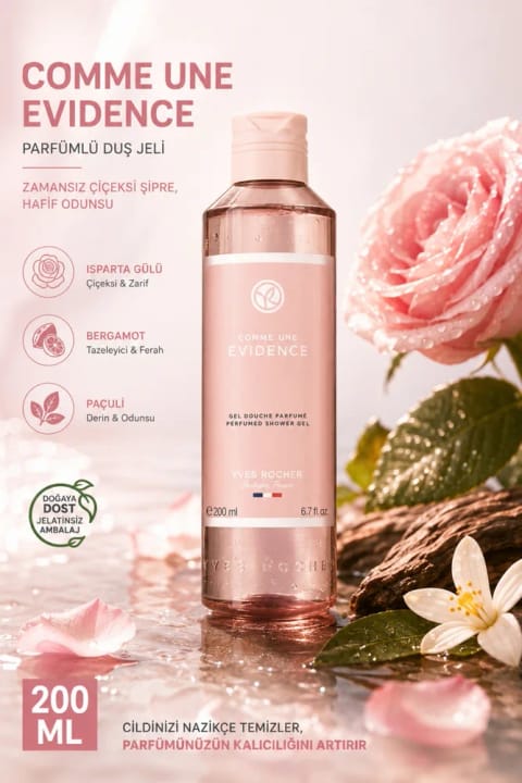 Yves Rocher دوش ژل معطر وگان با رز اسپارتا و پاچولی - 200 میلیلیتر