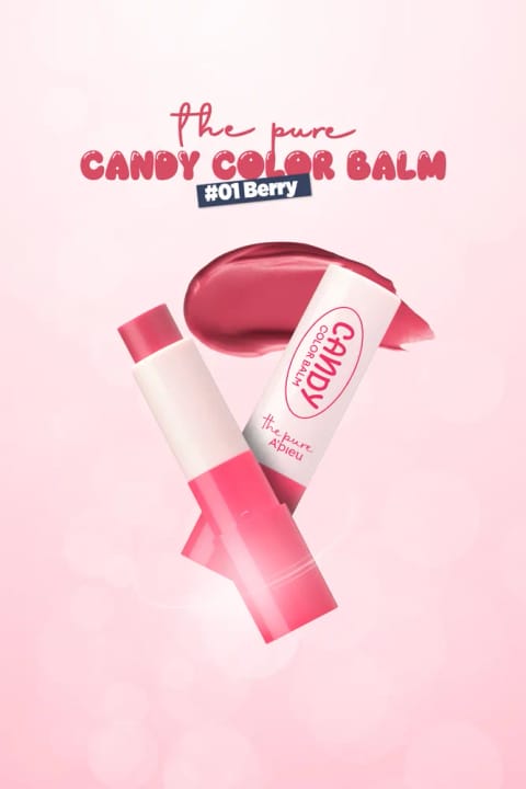 میسه بالم لب رنگارنگ مرطوبکننده با براقیت شفاف A'Pieu The Pure Candy Color Balm — 01 Berry