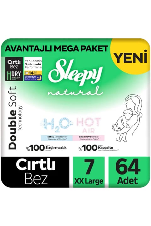 Sleepy Natural Double Soft پوشک بچه سایز ۷ فوق بزرگ بسته اقتصادی