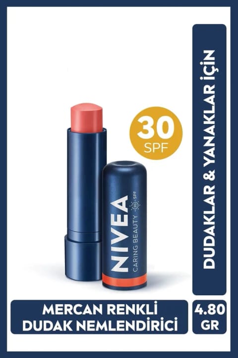 NIVEA مرطوبکننده رنگی لب مرجان ۴.۸ گرم، SPF30، با اثر رژگونه