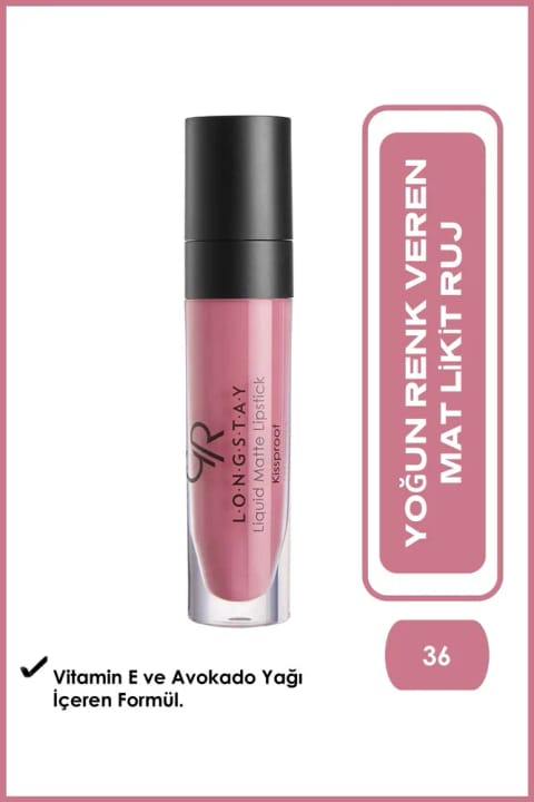 Golden Rose Longstay Liquid Matte Lipstick 36 Avokado Yağlı Kalıcı Likit Mat ...