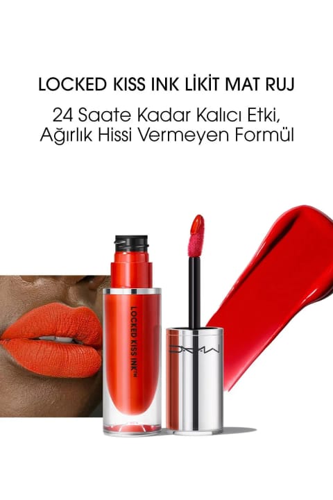 رژ لب مایع مات ۲۴ ساعته M.A.C Locked Kiss Ink - رنگ Gutsy - ۴ml - 773602646166