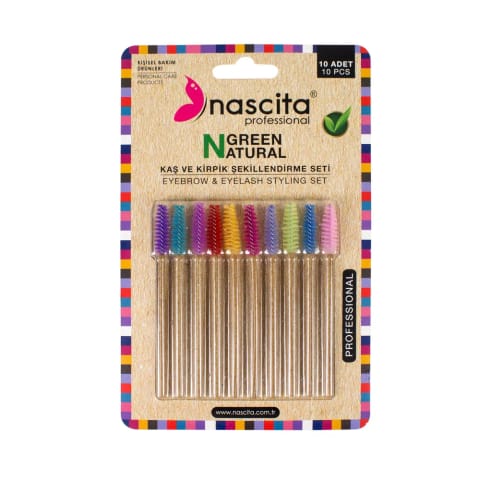 ست براش ریمل و فرم‌دهنده ابرو و مژه Nascita Green Natural ۱۰ عددی NASEYEFR0006