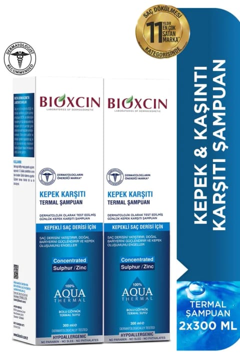 Bioxcin Aqua Thermal شامپوی ضد شوره ۲×۳۰۰ میلی‌لیتر