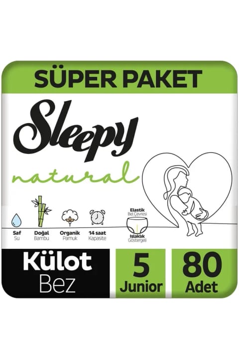 Sleepy Natural سوپر پکیج پوشک شورتتی ۵ جونیور ۸۰ عددی