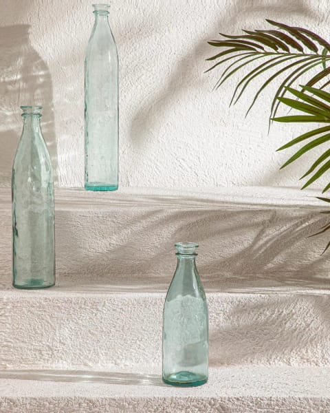 گلدان شیشه‌ای Recycled Bottle سبز ۹×۹×۲۸ سانتی‌متر