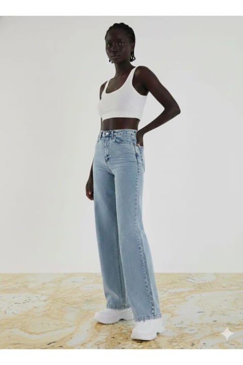Lighter Jeans شلوار جین زنانه جولیا با کمر بلند و پاچه گشاد لیکرا – کشسان