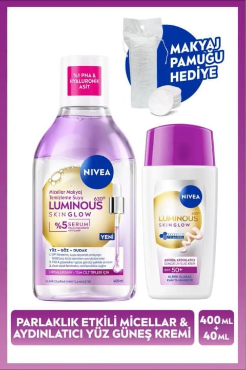 NIVEA SPF50 Luminous630 Skin Glow ضدآفتاب صورت و میسلار واتر