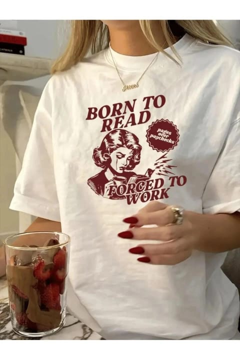 تیشرت اورسایز چاپدار Born to Reat uyguntarz
