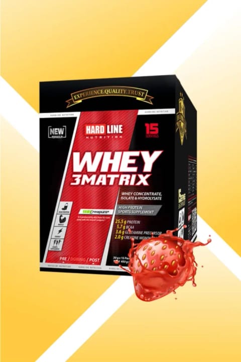 Hardline Whey 3matrix پودر پروتئین وی طعم توت فرنگی 2340 گرم