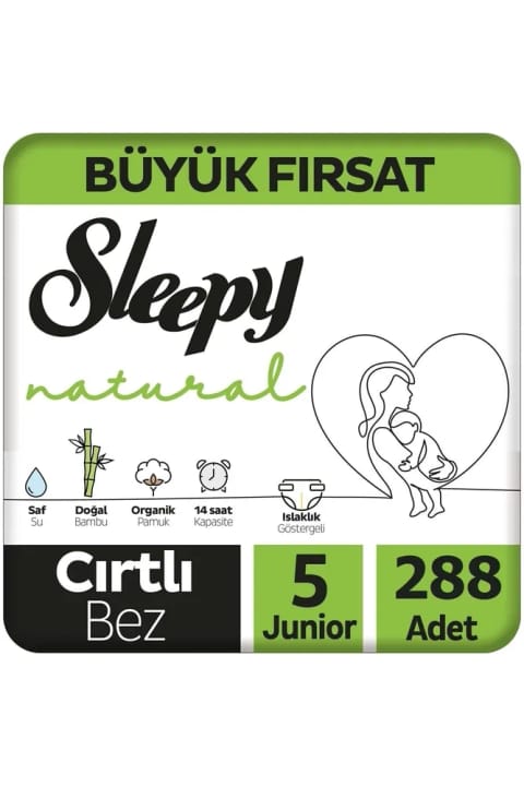 Sleepy Natural پوشک بچه سایز ۵ Junior ۲۸۸ عددی