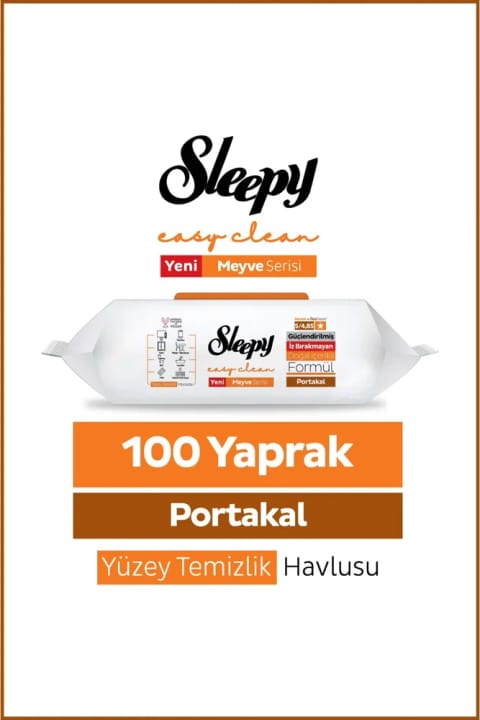 دستمال تمیزکننده سطوح Sleepy سری میوه پرتقال 100 برگی