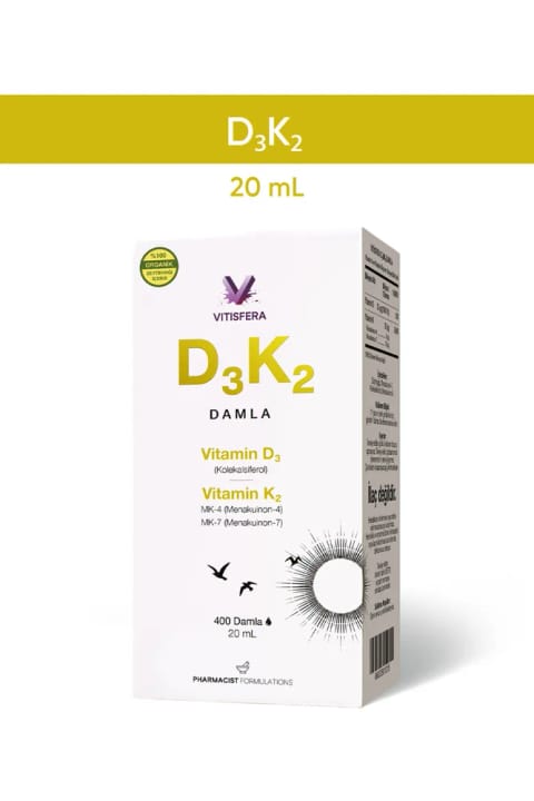 ویتیسفرا D3K2 قطره - 20 میلیلیتر - 400 قطره - (1000 IU D3 و 20 میکروگرم K2)