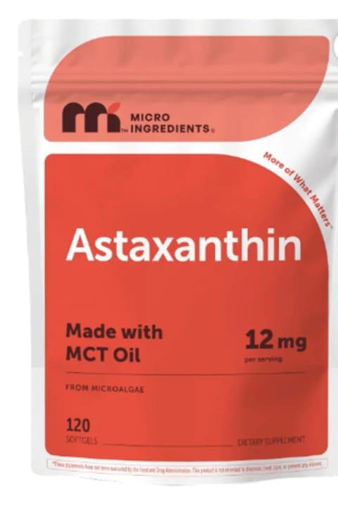 Micro ingredients آستازانتین 12 میلیگرم با روغن MCT، 120 کپسول نرم، 4 ماه مصرف