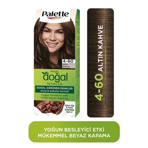 Palette رنگ مو دائمی رنگ‌های طبیعی 4-60 قهوه‌ای طلایی