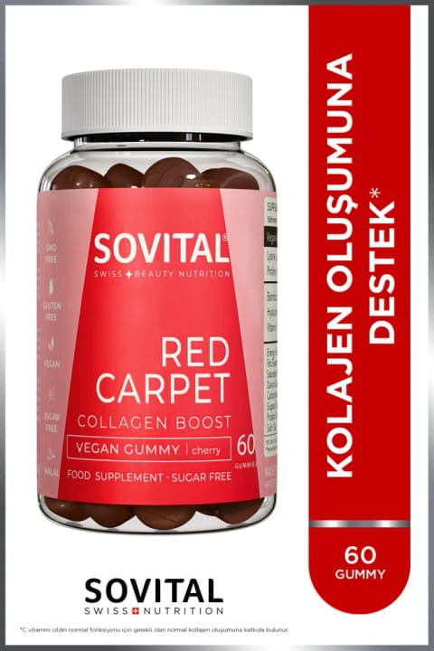 SOVITAL Red Carpet حامی تشکیل کلاژن، طعم آلبالو، جویدنی، وگان، ...
