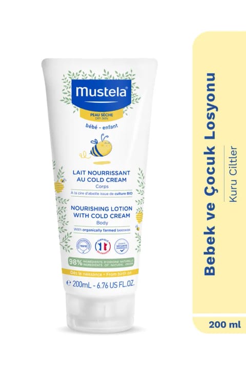 Mustela مرطوبکننده مغذی حاوی کرم سرد برای پوست خشک با ۹۸٪ مواد طبیعی