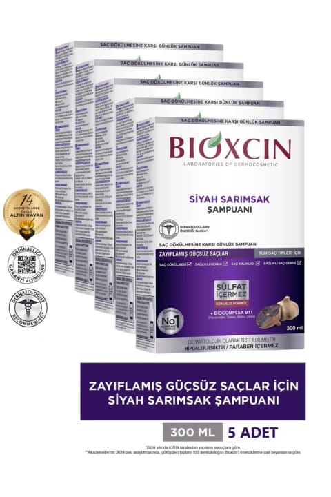 Bioxcin شامپو سیر سیاه 5x300 ml