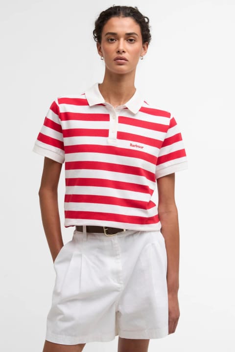 پولو یقه راه راه Barbour Ashbourne RE16 Poppy Red Stripe