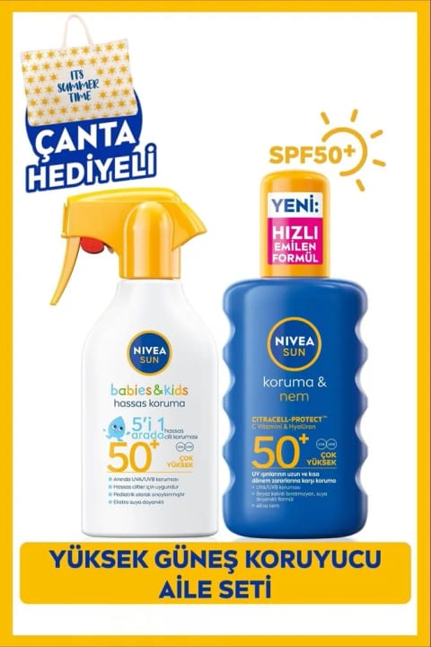 NIVEA SUN SPF50+ مخصوص کودکان اسپری ضدآفتاب حساس 270ml و SPF50 ضدآفتاب...