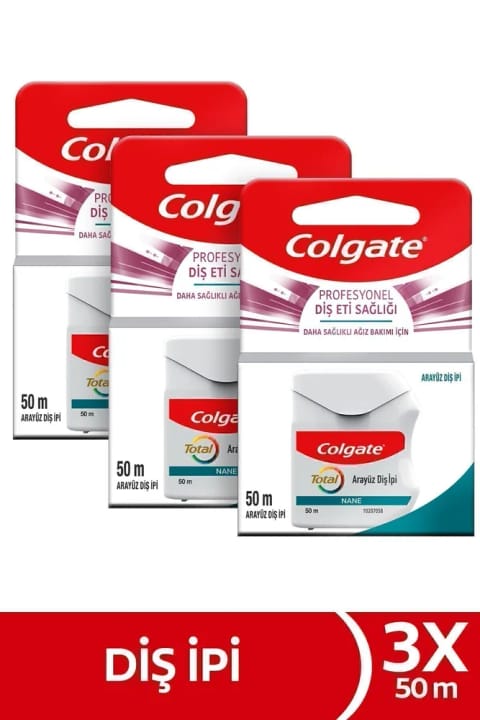 Colgate Total Pro بهداشت لثه نخ دندان بین دندانی 3×50 متر تمیزکننده بین دندانی