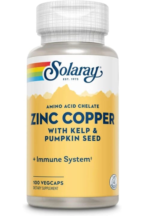 Solaray Zinc Copper with Kelp & Pumpkin Seed 100 VegCaps محصول آمریکا DaphneLabs