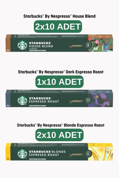 Starbucks کپسول سازگار با نسپرسو House Blend 20 عددی، Dark Espresso 10 عددی، بل...
