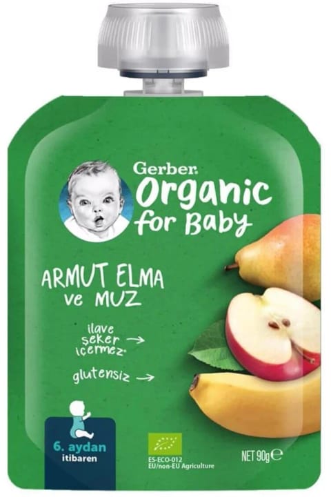 GERBER پوره ارگانیک سیب، موز و گلابی 90 گرم