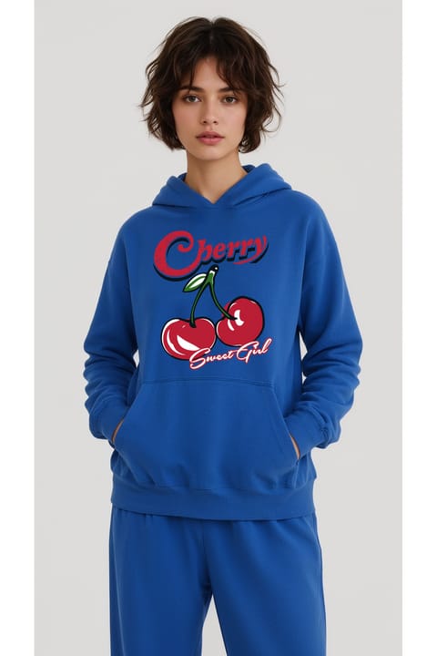 سویشرت اورسایز یونیسکس uyguntarz طرح Sweet Girl Cherry