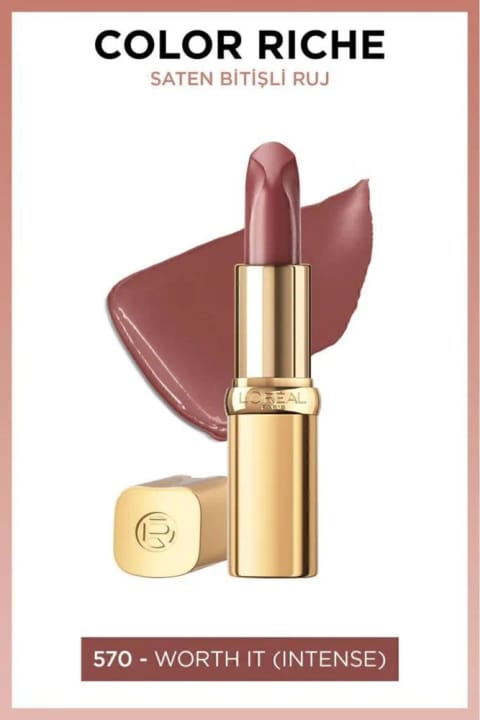رژ لب L'Oreal Paris Color Riche با پایانی ساتن - 570 Worth It (ایننس)