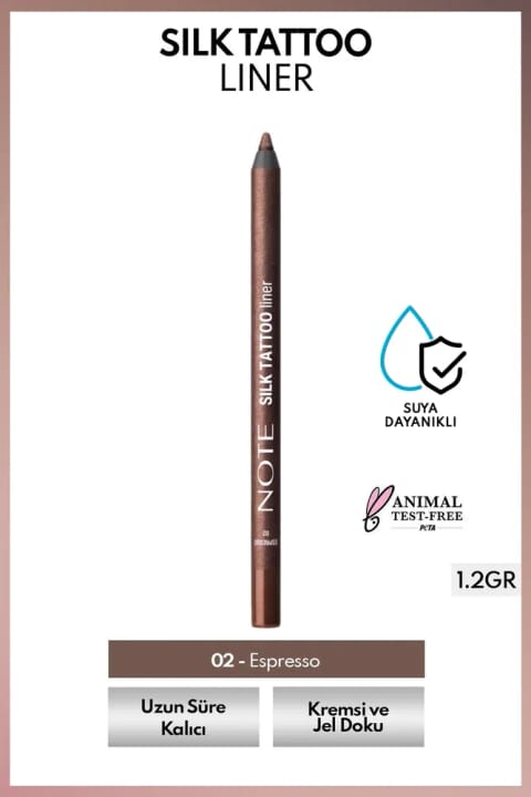 خط چشم ژلی ابریشمی ضدآب NOTE Silk Tattoo Liner - 02 Espresso