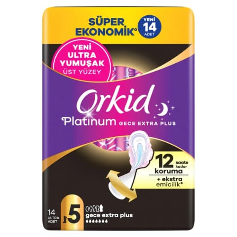 Orkid Platinum شب (سایز 5) Extra Plus ۱۴ عدد نواربهداشتی