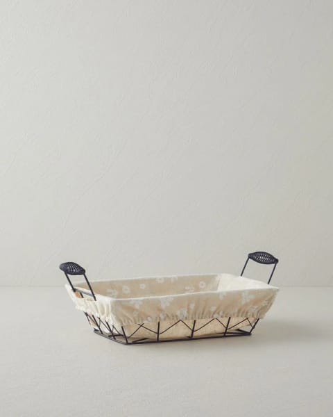 سبد نان بافته‌شده فلزی 26×19×7,5 سانتی‌متر کرم
